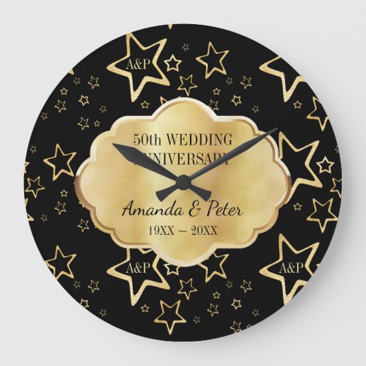 Grande Horloge Ronde Etoiles D'Or Avec Monogramme (Recto)