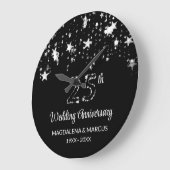 Grande Horloge Ronde Étoiles Et Numéros Silver brillants (Angle)