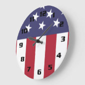 Grande Horloge Ronde Étoiles et rayures patriotiques (Angle)