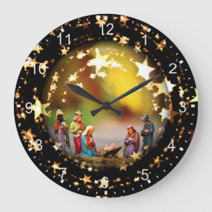 Grande Horloge Ronde Étoiles infantiles de Vierge Marie de huche de