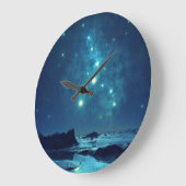 Grande Horloge Ronde Étoiles lumineuses (Angle)