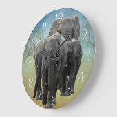 Grande Horloge Ronde Etonnant Eléphant bébé veau (Angle)