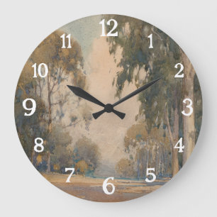 Grande Horloge Ronde Eucalyptus (1922) - Délicat Aquarelle Botanique