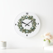 Grande Horloge Ronde Eucalyptus & Daisy Spring Wreath Wall Clock (Maison)