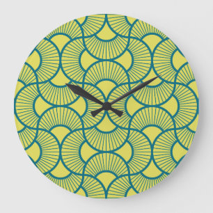 Grande Horloge Ronde Éventails minimalistes Ogee Soleil Levant Lumineux