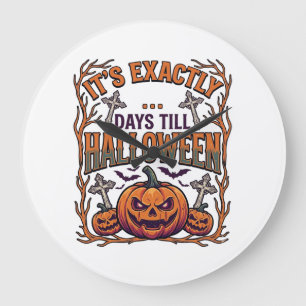 Grande Horloge Ronde Exactement Jours Avant Halloween Citrouille Chauve