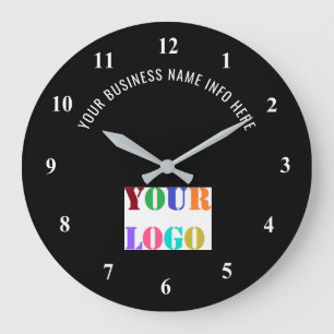 Grande Horloge Ronde Exemple d'horloge avec logo et texte de votre entr