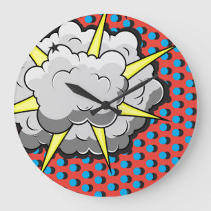 Grande Horloge Ronde Explosion comique de style d'art de bruit