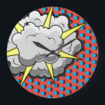 Grande Horloge Ronde Explosion de style comique pop art<br><div class="desc">Cette bande dessinée rétro de style Explosion est parfait pour n'importe quel collectionneur de super héros ou fan boy. Les graphismes brillants ont des lignes dures et des couleurs audacieuses.</div>