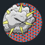 Grande Horloge Ronde Explosion de style comique pop art<br><div class="desc">Cette bande dessinée rétro de style Explosion est parfait pour n'importe quel collectionneur de super héros ou fan boy. Les graphismes brillants ont des lignes dures et des couleurs audacieuses.</div>