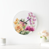 Grande Horloge Ronde Explosion d'orchidées  (Maison)