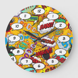 Grande Horloge Ronde Explosions de Pop Art de Bande Dessinée