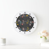 Grande Horloge Ronde Fab Music Notes sur Black (Maison)