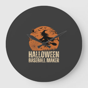 Grande Horloge Ronde Fabricant de baseball Halloween Graphique de sorci