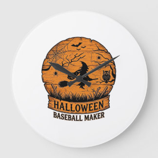 Grande Horloge Ronde Fabricant de baseball Halloween Sorcière volante L