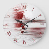 Grande Horloge Ronde Face Abstraite en rouge (Recto)