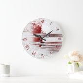 Grande Horloge Ronde Face Abstraite en rouge (Maison)
