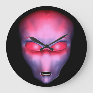 Grande Horloge Ronde Face Alien rouge
