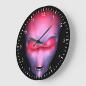Grande Horloge Ronde Face Alien rouge (Angle)