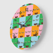 Grande Horloge Ronde Face de bloc de monstre souriant (Angle)