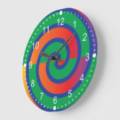 Grande Horloge Ronde Fâcheux Motif de couleurs éclaboussures (Angle)