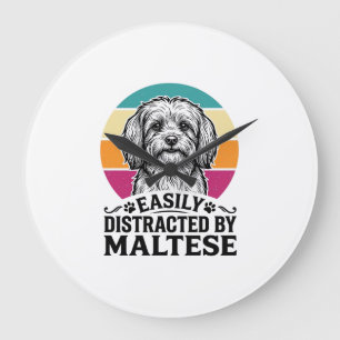 Grande Horloge Ronde Facilement Distrait Par La Conception De Chien Vin