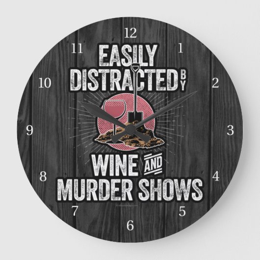Grande Horloge Ronde Facilement distrait par les spectacles de vin et d (Recto)