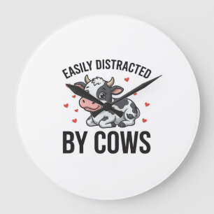 Grande Horloge Ronde Facilement distrait par les vaches Graphique de va