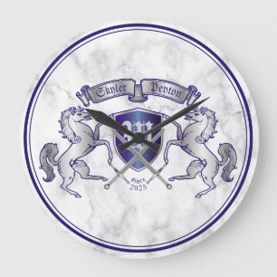 Grande Horloge Ronde Faites votre propre manteau du bouclier argenté d