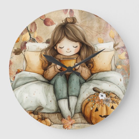 Grande Horloge Ronde Fall Themed, Warm and Cozy Wall Clock (Recto)