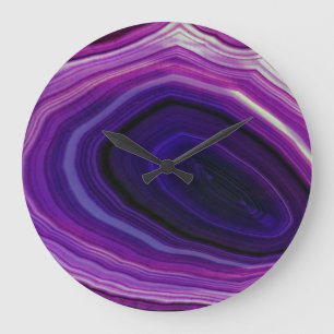Grande Horloge Ronde Falln Swirled Purple Geode