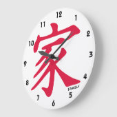 Grande Horloge Ronde Famille de Chinois de rouge cramoisi (Angle)