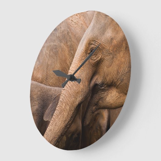 Grande Horloge Ronde Famille des éléphants : Faune majestueuse (Angle)