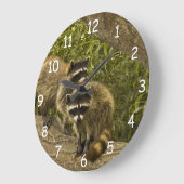 Grande Horloge Ronde Famille Raccoon (Angle)