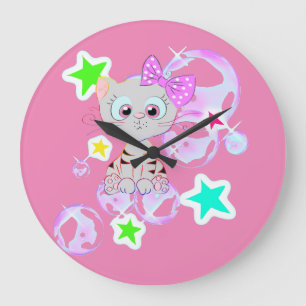Grande Horloge Ronde Fan Kitten