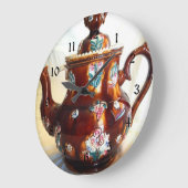 Grande Horloge Ronde Fancy Ornat Antique anglaise Teapot Pot de café (Angle)