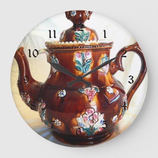 Grande Horloge Ronde Fancy Ornat Antique anglaise Teapot Pot de café (Recto)