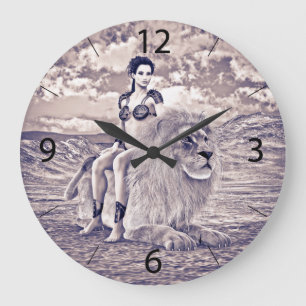 Grande Horloge Ronde Fantaisie de la Reine Lion