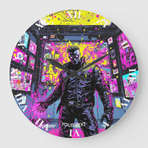 Grande Horloge Ronde Fantaisie Glitch Mignon Dans La Galerie