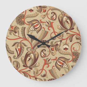 Grande Horloge Ronde Fantastique Floral : Dreamy Seamless Motif.