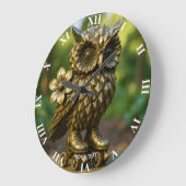 Grande Horloge Ronde Fantasy Cute Brass Owl Skates (Angle)