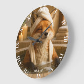 Grande Horloge Ronde Fantasy Cute Fox In Spa (Angle)