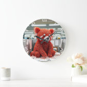 Grande Horloge Ronde Fantasy Cute Paper Clip Bear (Maison)