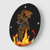 Grande Horloge Ronde Fantasy Fire Dragon Wall Clock (Angle)
