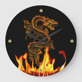 Grande Horloge Ronde Fantasy Fire Dragon Wall Clock