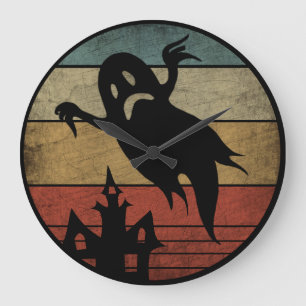 Grande Horloge Ronde Fantôme Halloween Vintage