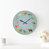 Grande Horloge Ronde Farm Animals Wall Clock (Maison)