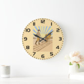 Grande Horloge Ronde Farmer and Horse Plowing Field Retro Sunrise (Maison)