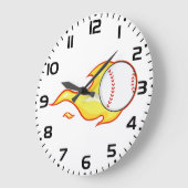 Grande Horloge Ronde Fastball Flame Baseball Sports (Angle)