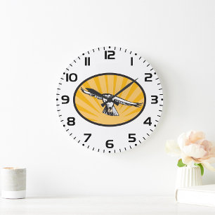 Grande Horloge Ronde Faucon en vol Oiseau de proie audacieux